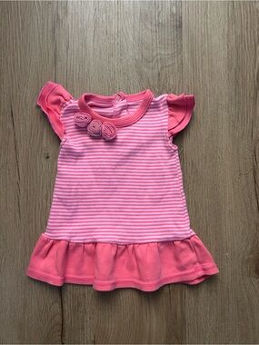 Striped Pink Baby Dress with Ruffle Hem - size 3 months